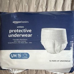 Amazon Basics Protective Underwear Overnight Odor Control White S/M 16 Count