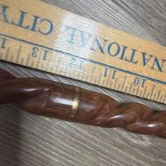 Brass Horse Head Handle Walking Stick Spiral Wood Cane Vintage