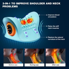Neck Massager Pillow with Heat, 3 Modes, Cervical for Light Blue