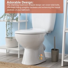 2Pcs Toilet Bolt Covers, Mushroom Decor Covers 3.74″x3.15″x4.72″, Blue-brown
