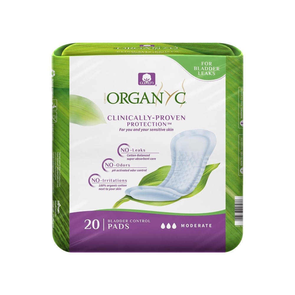 Organyc Organic Cotton Pads for Bladder Leaks Ultra Absorbent 20 Count