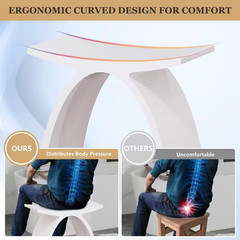16.5 in W Freestanding Curved Shower Seat, Solid Surface Stool in Matte White
