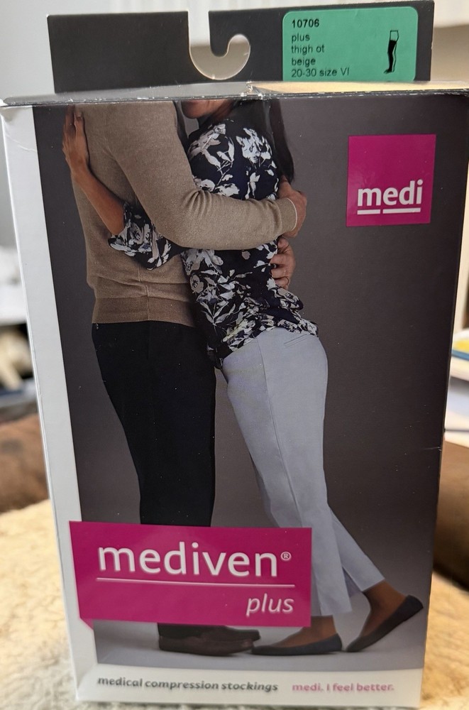 Medi Plus Thigh High Compression Hose OT Petite 20-30 MmHg Size VI Beige