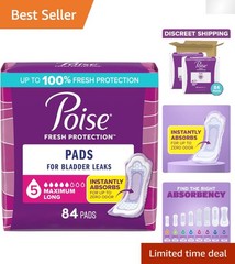 84 Pack of Poise Maximum Absorbency Incontinence & Postpartum Pads, Long Length