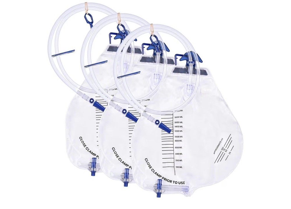 2000Ml Catheter Bags for Men and Women 3 Pack Professional Urinary Drainage Bags