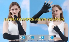 1pair Long Arthritis Compression Glove for Women Men,copper Gloves for Joint Pai
