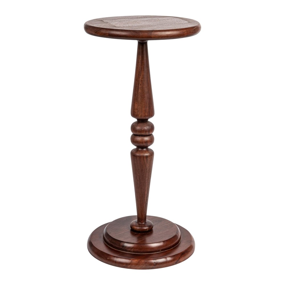 Creative Co-Op Bishop Pedestal Cocktail Side Table Dark Chestnut Ec1433