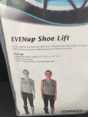 Even Up Shoe Lift Adjustable Height Right or Left Foot MEDIUM M8.5-10 Women 9-11