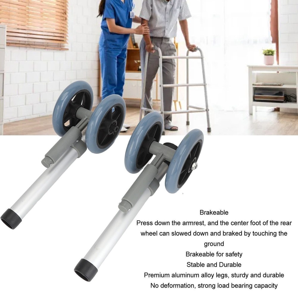 Walker Wheels Flexible Height Replacement Walker Feet Caster with Brake Wheel