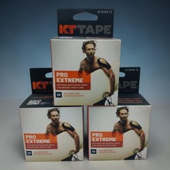 3 KT Tape Pro Extreme Kinesiology Tape Jet Black 20 Strips 2 x 10 Each Box