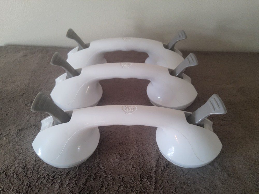 12 Inch Moen Home Care Suction Cup Bath/Shower Grab Handle Bundle of 3