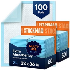 100-Pads Stack Man Chucks Disposable Adult Incontinence Underpads 23″x36″ Blue