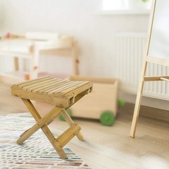 Bamboo Folding Step Stool 12″ Shower Bench, Spa Seat, Foot Rest, Portable Chair