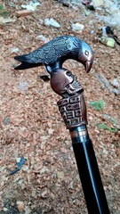 Handmade Decorative Walking Cane with Raven Handle – Unique Gift for Collectors