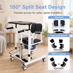 6 IN 1 Hydraulic Patient Lift Transfer Chair 440 Lbs Transfer Nursing Chair