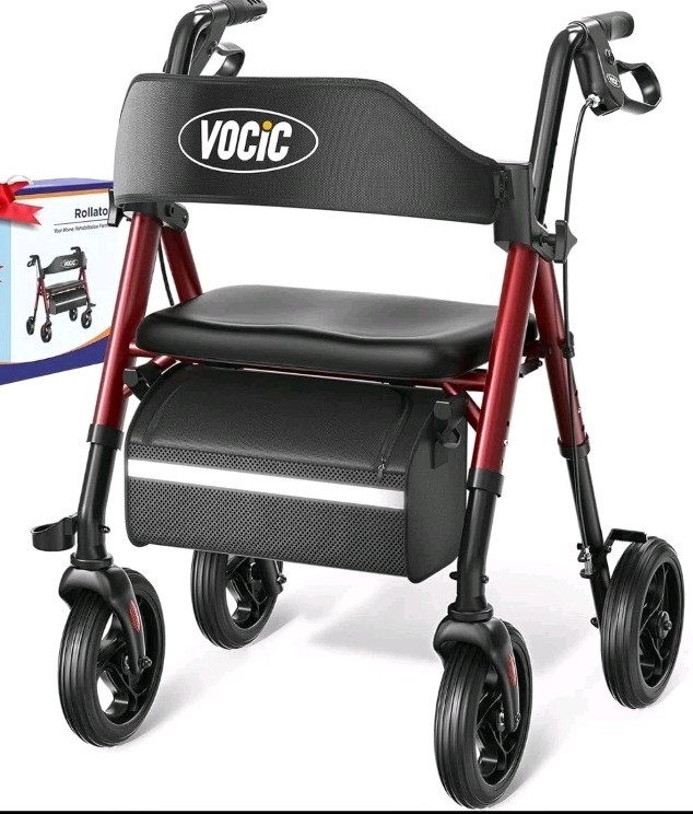 VOCIC Walkers for Seniors, Z21 Rollator Walker with Seat Supports 350Lb, 8″ Big