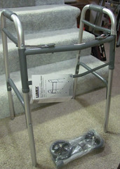 Lumex Dual-Release Folding Aluminum Walker w/Wheels (New)