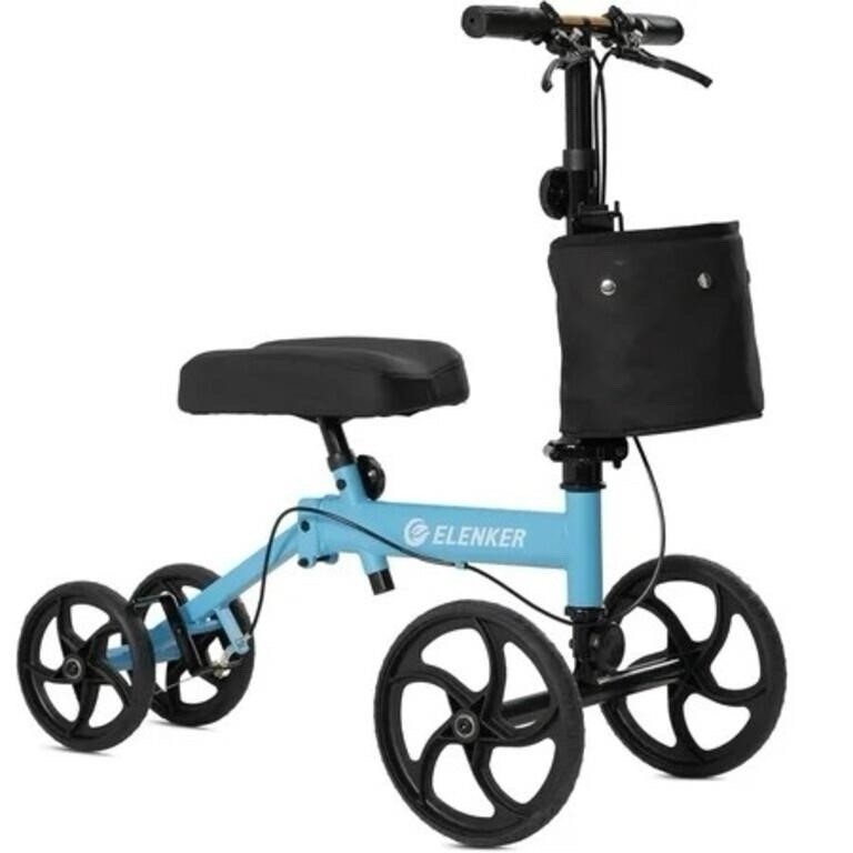 Elenker Steerable Knee Scooter Walker w/ 10” Front Wheels Adjustable Knee Rover