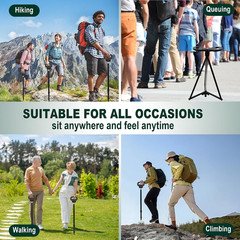 Adjustable Cane with Seat Folding Lightweight, Portable Cane Chair for Adults &