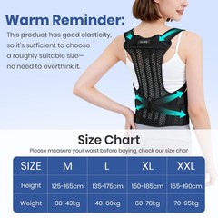 HLGO Posture Corrector for Women and Men Adjustable Back Brace L, Black