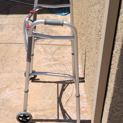 Drive Foldable Adjustable Walking Frame 2-Wheel Silver/Gray Aluminum