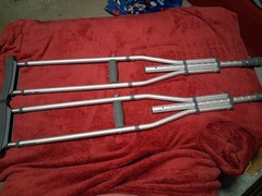 Adjustable Aluminum Standard Underarm Crutches Pair w/ Pad & Handgrips