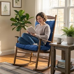 TESICA 1 Pack Patio Chair 17 inches x 21 x 3 inches, Navy Blue