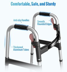 Lightweight Foldable Walker for Seniors, 350lb Capacity, One-Hand Folding, 8 Hei