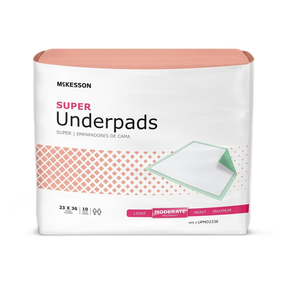 McKesson Super Disposable Underpad Fluff / Polymer 23X36″ UPMD2336 10 pads