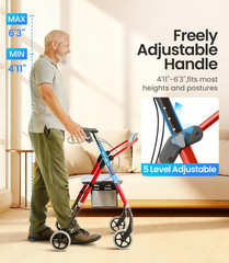VOVCIC Z11 Rollator Walker for Seniors, 380 Lbs Capacity, Foldable & Lightweight