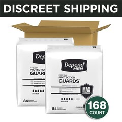 Depend Guards Incontinence Pads for Men, Maximum Absorbency, 168 Count, Packagi