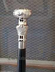 Designer Walking Cane Wooden Walking Stick Silver Brass Handle Knob Gift