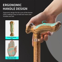 Handcrafted natural solid wood walking cane; supports up to 500 lbs.