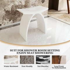 16.5 in W Freestanding Curved Shower Seat, Solid Surface Stool in Matte White