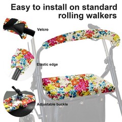 Rollator Walker Seat & Backrest Covers Set – Adjustable Yellow Flower