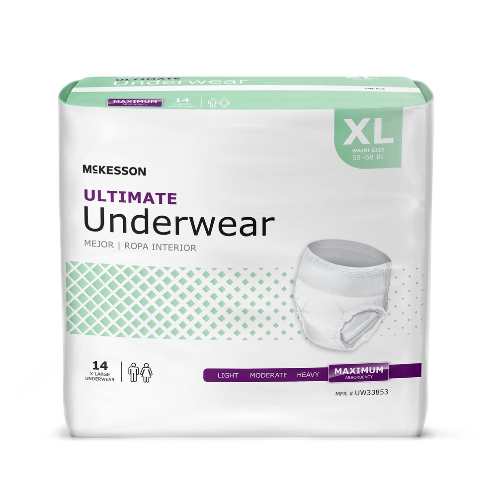 McKesson Adult Disposable Cloth Underwear Maximum Absorbency – Size XL 56 Count