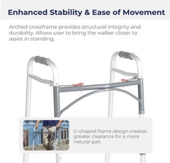 Drive Medical Deluxe 2-Button Folding Walker, Silver, 10200-1 Lightweight 2516Q