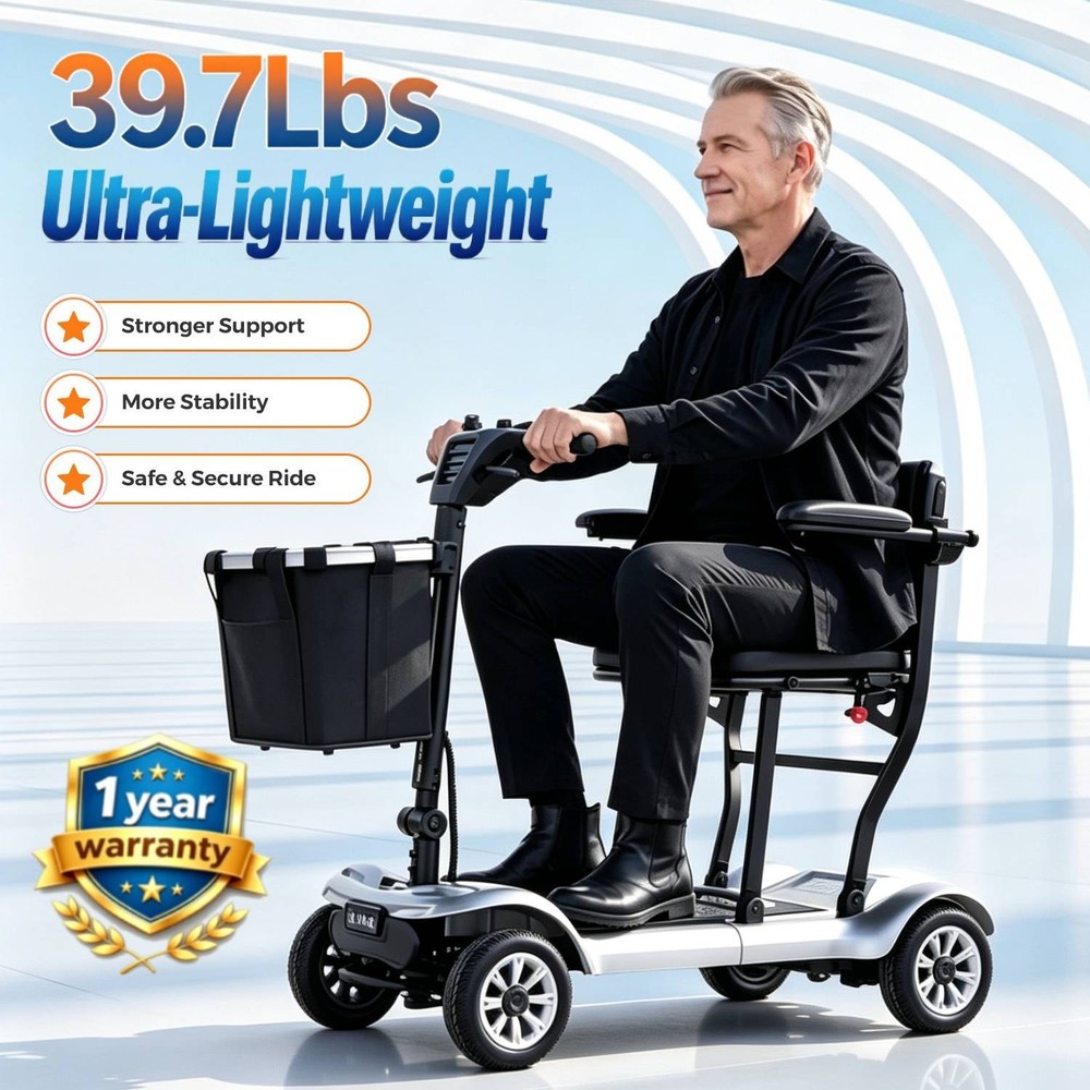 4 Wheel Folding Mobility Scooter Electric Power Wheelchairs Long Range 300LBS