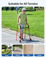 Used 350LB Rollator Walker Aluminum 4 Wheels Double Foldable Lightweight Walker