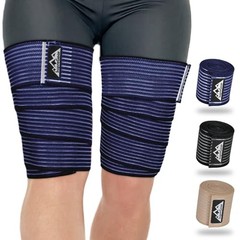 2 Pcs Hamstring and Thigh Compression Wraps, Adjustable 150 cm/59 in Dark Blue