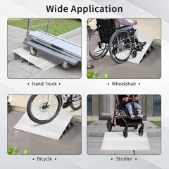 4″ Rise Aluminum Entry Door Threshold Ramp, Non-Slip for Wheelchairs, Rollators