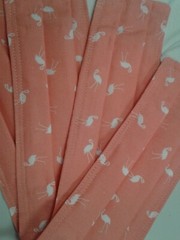 Face Mask, Cotton, Pleated, Washable, Reversible, Peach, White Cranes, Adult Med
