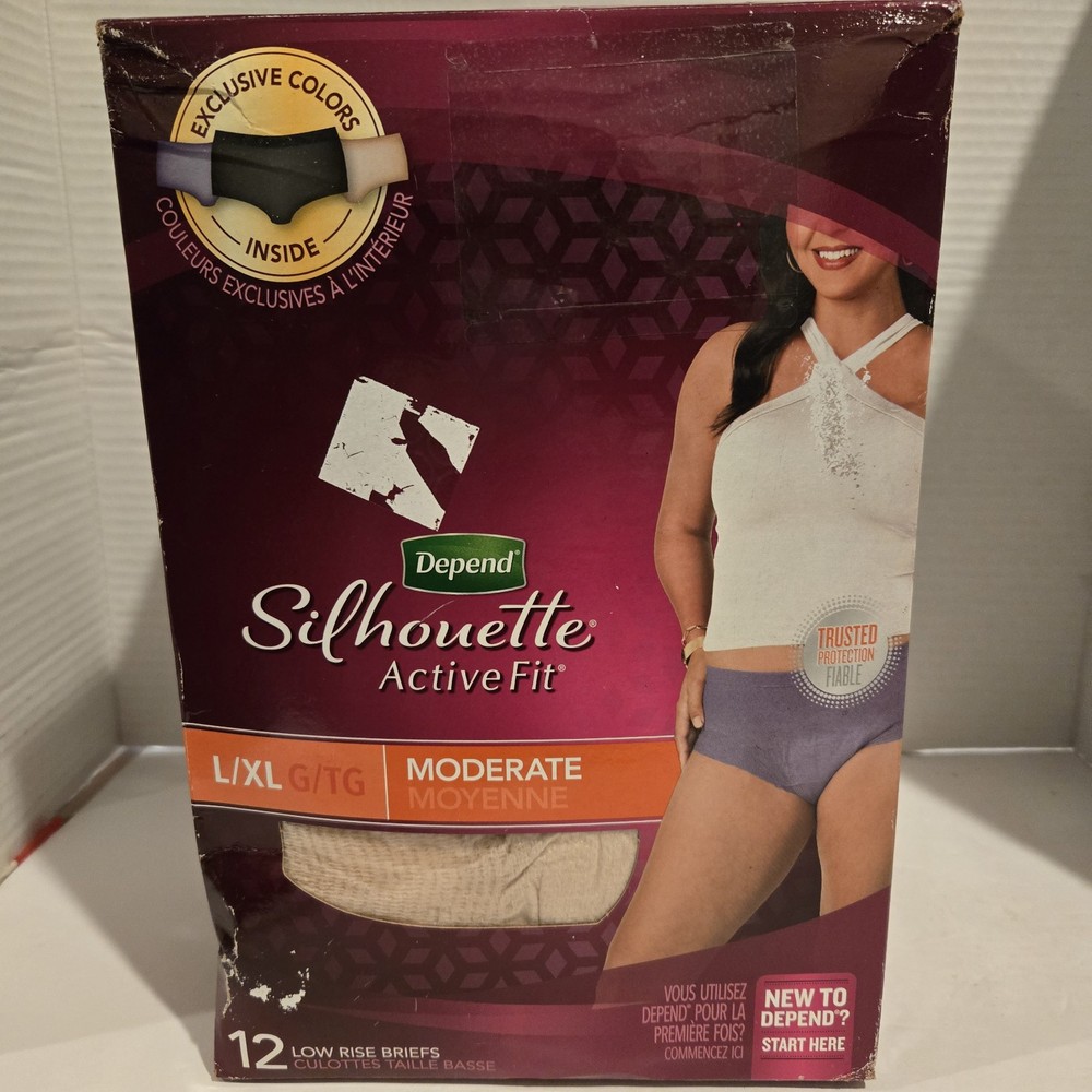 Depend Silhouette Active Fit, Moderate Absorbency, L/XL, 38-50 IN Waist 12 count