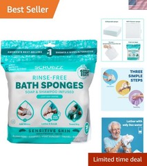 25 Count No Rinse Bathing Wipes – Hypoallergenic & Unscented for Sensitive Skin