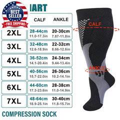 1Pair plus Size Compression Socks for Women Men Wide Calf 20-30Mmhg Extra Large