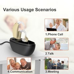 Rechargeable Hearing Aids for Seniors – Noise Cancelling, Behind-The-Ear, 25H Ba