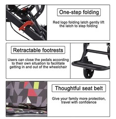 Transport Travel Wheelchair Lightweight Foldable 15.5lb Senior and Kids 220lbs