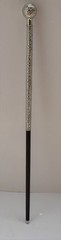 Handmade 39″ Ebony Wood Walking Stick with Silver Plated Brass Round Handle