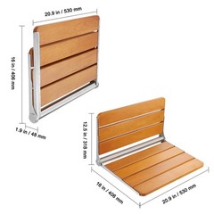 Teak Wall Mount Folding Shower Seat, Fold Up Bench – 500 lb Capacity