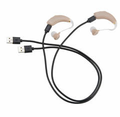 RCA 2-PK OTC Rechargeable Digital Behind-the-Ear Hearing Aids, Beige